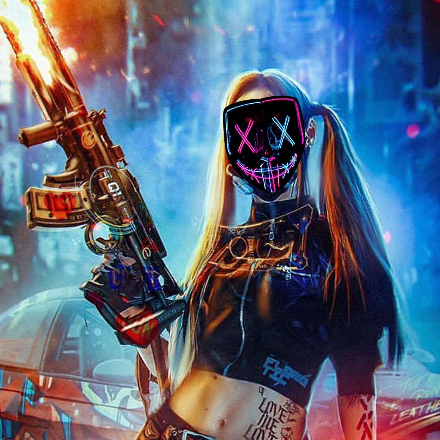 LED Light Up Halloween Mask