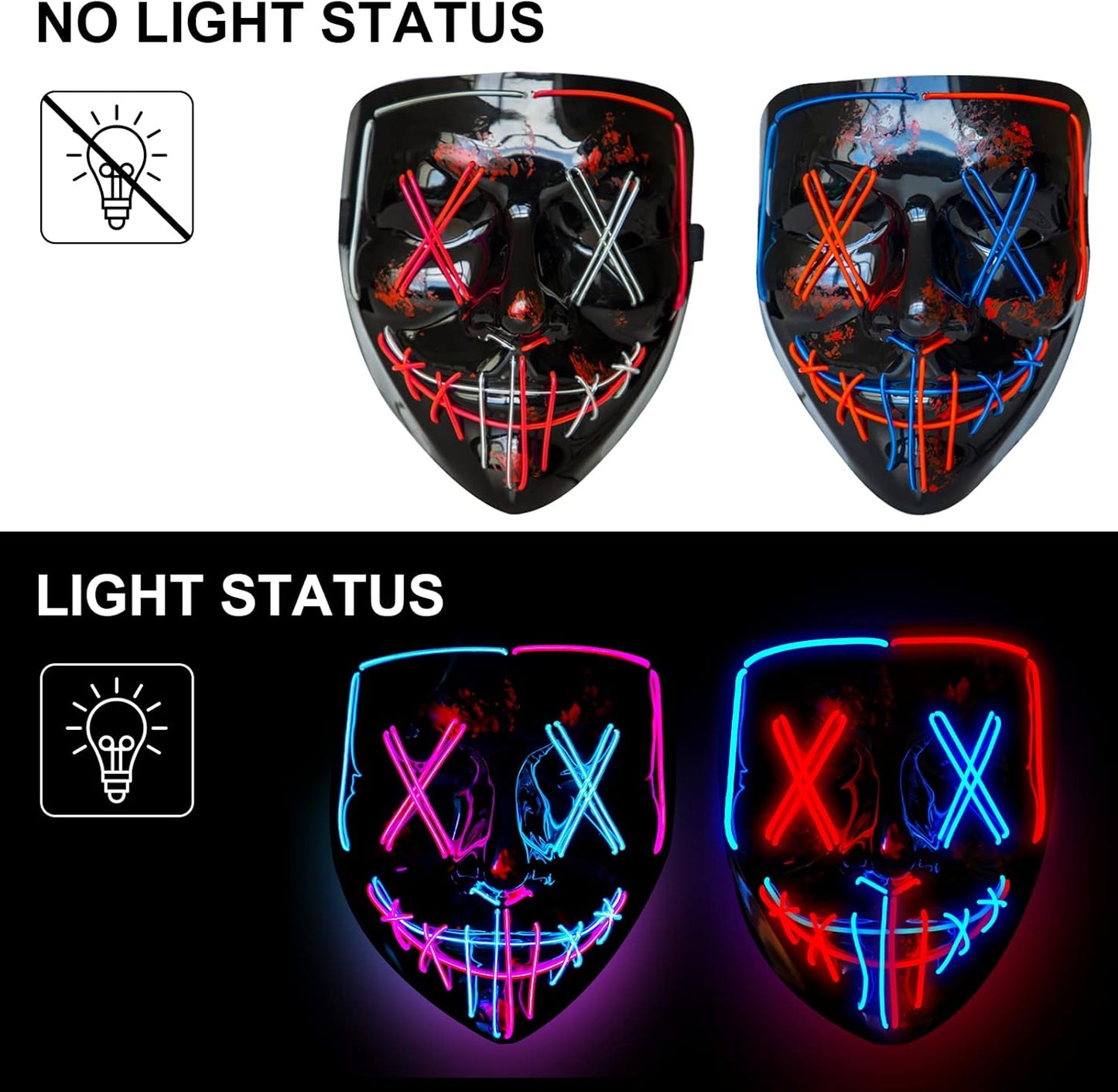 LED Light Up Halloween Mask